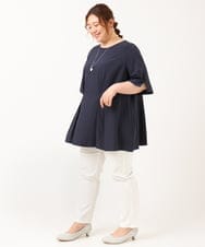 OLBIV40099 eur3(エウルキューブ) 【大きいサイズ】ペプラムブラウス ネイビー(57)