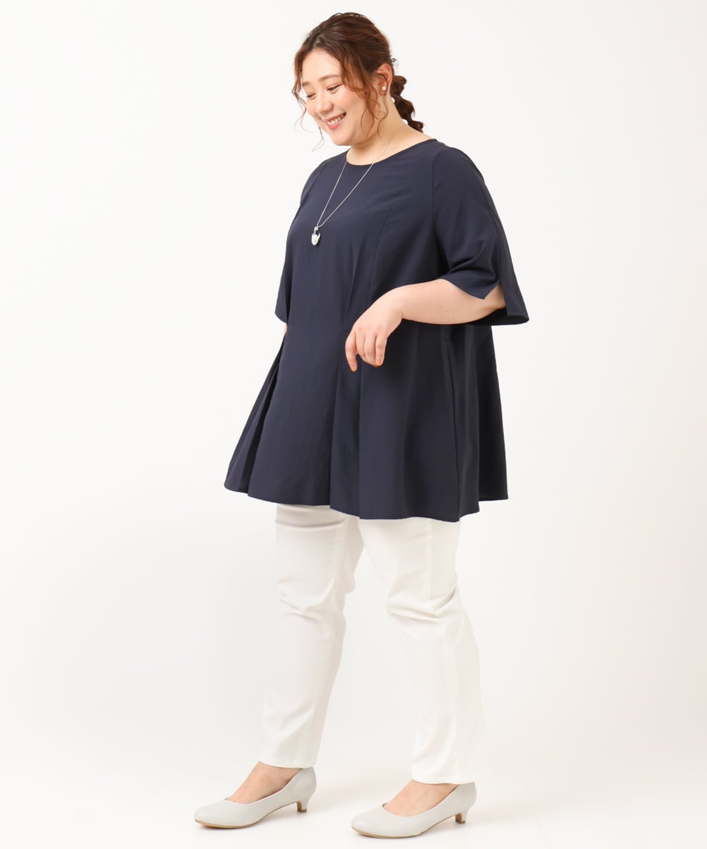 OLBIV40099 eur3(エウルキューブ) 【大きいサイズ】ペプラムブラウス ネイビー(57)