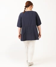 OLBIV40099 eur3(エウルキューブ) 【大きいサイズ】ペプラムブラウス ネイビー(57)