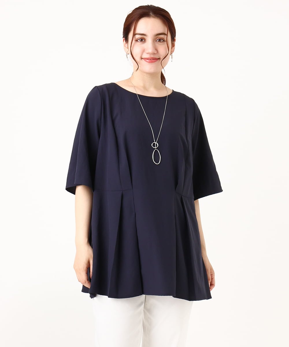 OLBIV40099 eur3(エウルキューブ) 【大きいサイズ】ペプラムブラウス ネイビー(57)