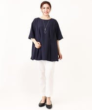 OLBIV40099 eur3(エウルキューブ) 【大きいサイズ】ペプラムブラウス ネイビー(57)