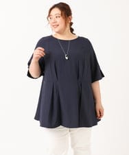 OLBIV40099 eur3(エウルキューブ) 【大きいサイズ】ペプラムブラウス ネイビー(57)