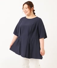 OLBIV40099 eur3(エウルキューブ) 【大きいサイズ】ペプラムブラウス ネイビー(57)