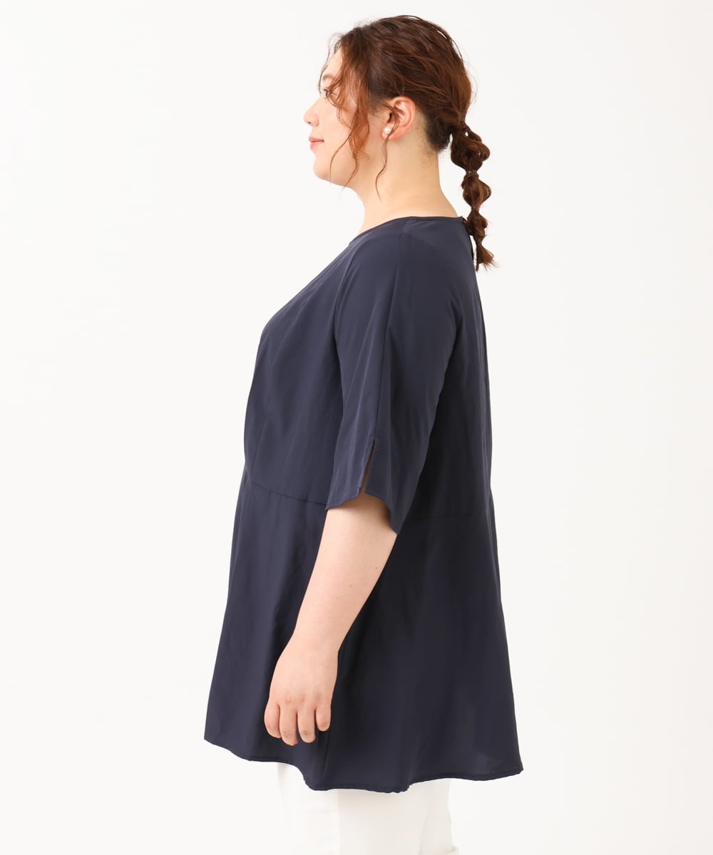 OLBIV40099 eur3(エウルキューブ) 【大きいサイズ】ペプラムブラウス ネイビー(57)