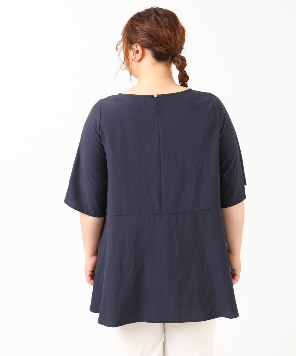 OLBIV40099 eur3(エウルキューブ) 【大きいサイズ】ペプラムブラウス ネイビー(57)