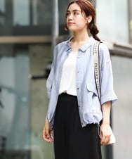 OLBIV43099 eur3(エウルキューブ) 【大きいサイズ】シアーハーフスリーブシャツ ライトブルー(50)
