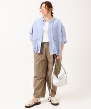 OLBIV43099 eur3(エウルキューブ) 【大きいサイズ】シアーハーフスリーブシャツ ライトブルー(50)