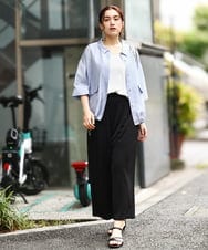 OLBIV43099 eur3(エウルキューブ) 【大きいサイズ】シアーハーフスリーブシャツ ライトブルー(50)