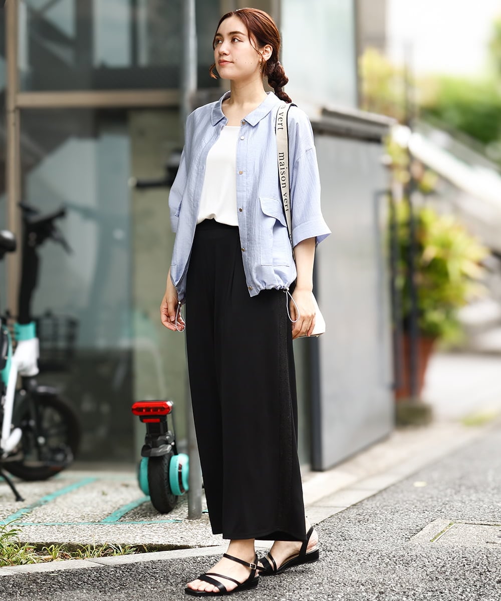 OLBIV43099 eur3(エウルキューブ) 【大きいサイズ】シアーハーフスリーブシャツ ライトブルー(50)
