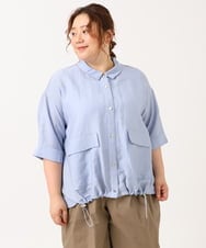 OLBIV43099 eur3(エウルキューブ) 【大きいサイズ】シアーハーフスリーブシャツ ライトブルー(50)
