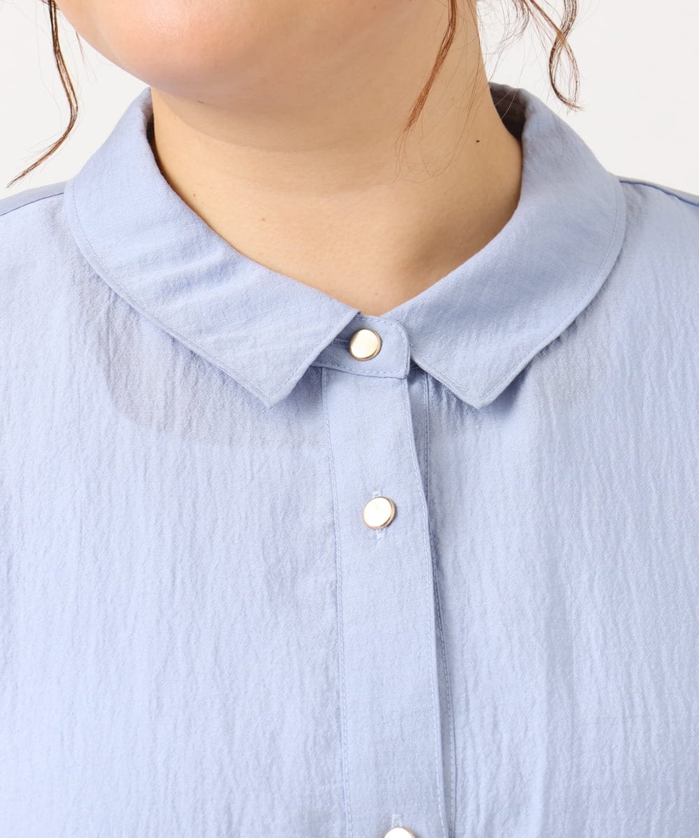OLBIV43099 eur3(エウルキューブ) 【大きいサイズ】シアーハーフスリーブシャツ ライトブルー(50)