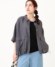OLBIV43099 eur3(エウルキューブ) 【大きいサイズ】シアーハーフスリーブシャツ ダークグレー(93)
