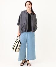 OLBIV43099 eur3(エウルキューブ) 【大きいサイズ】シアーハーフスリーブシャツ ダークグレー(93)