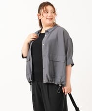 OLBIV43099 eur3(エウルキューブ) 【大きいサイズ】シアーハーフスリーブシャツ ダークグレー(93)