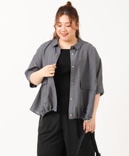 OLBIV43099 eur3(エウルキューブ) 【大きいサイズ】シアーハーフスリーブシャツ ダークグレー(93)
