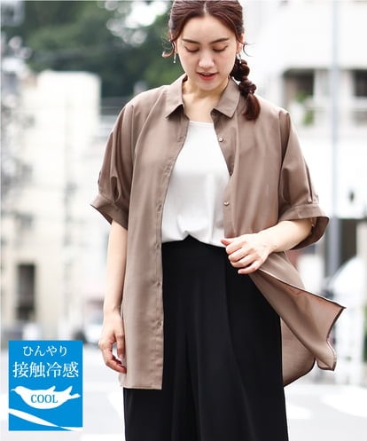 OLBIV45079 eur3 【大きいサイズ/a.v.v×eur3】接触冷感シアーブラウス