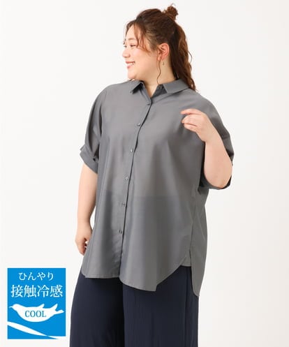 OLBIV45079 eur3 【大きいサイズ/a.v.v×eur3】接触冷感シアーブラウス