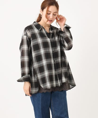 OLBJA01089 eur3 【大きいサイズ】コットンシアーシャツ