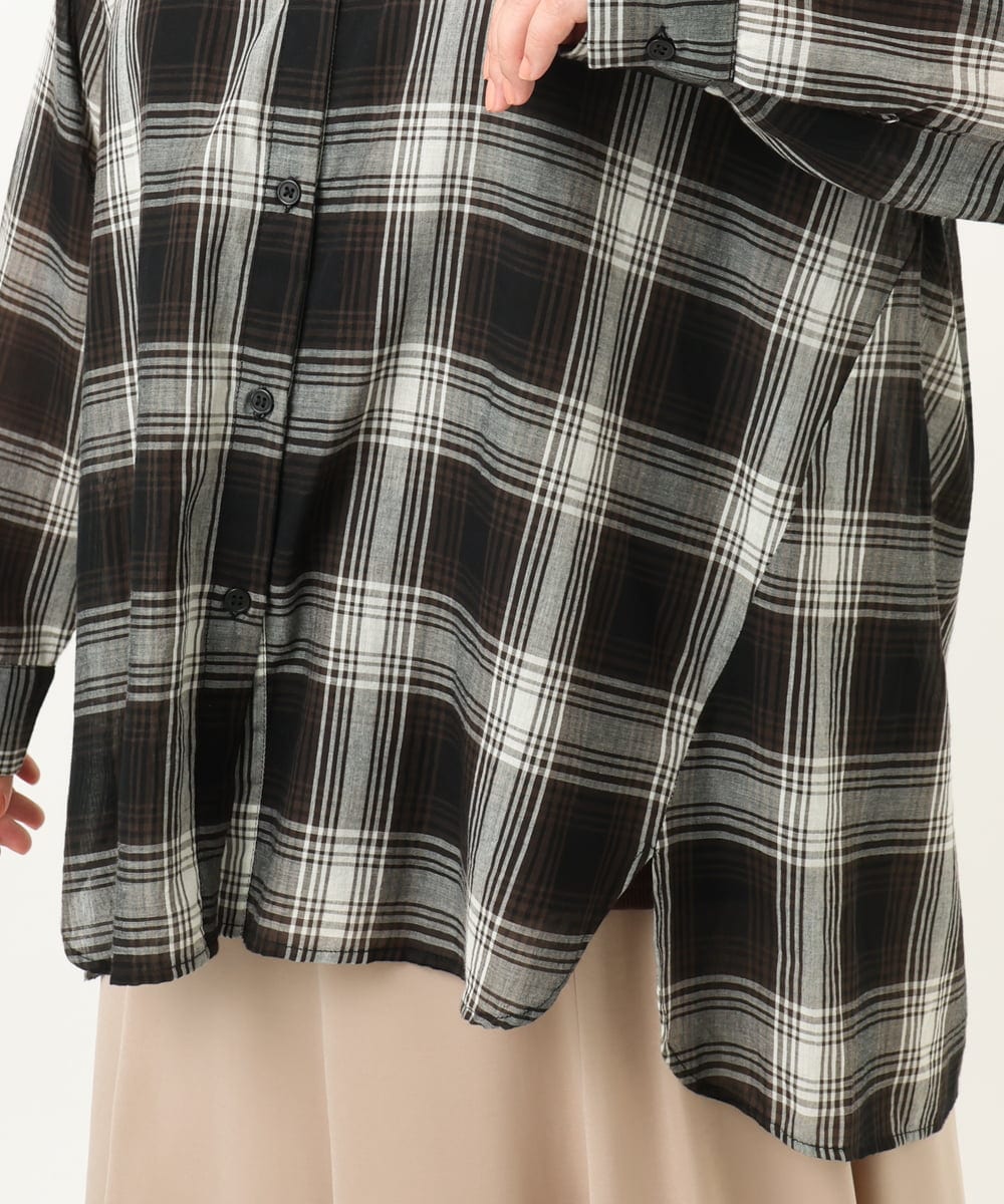 OLBJA01089 eur3(エウルキューブ) 【大きいサイズ】コットンシアーシャツ アイボリー(80)