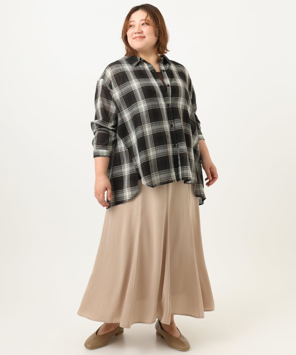 OLBJA01089 eur3(エウルキューブ) 【大きいサイズ】コットンシアーシャツ アイボリー(80)