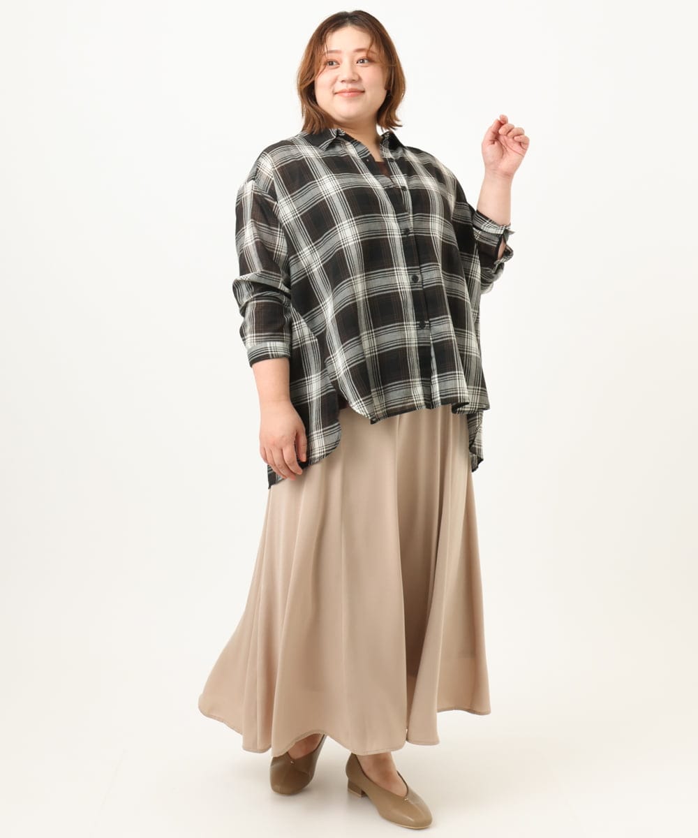 OLBJA01089 eur3(エウルキューブ) 【大きいサイズ】コットンシアーシャツ アイボリー(80)