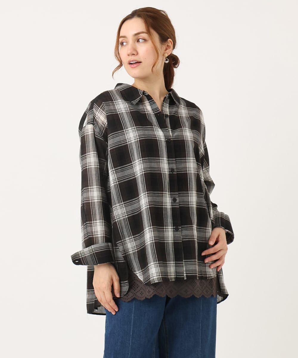 OLBJA01089 eur3(エウルキューブ) 【大きいサイズ】コットンシアーシャツ アイボリー(80)