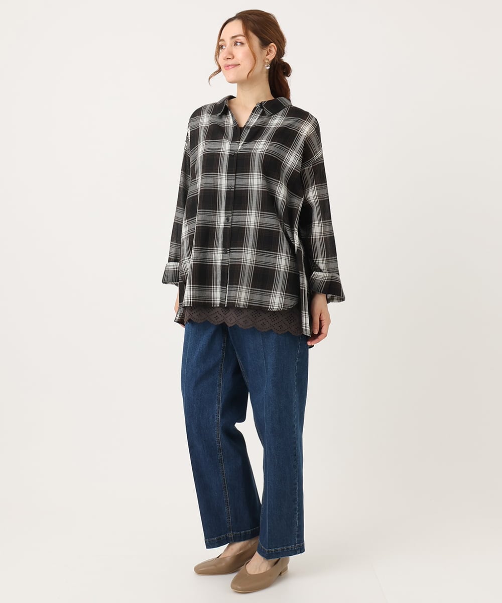 OLBJA01089 eur3(エウルキューブ) 【大きいサイズ】コットンシアーシャツ アイボリー(80)