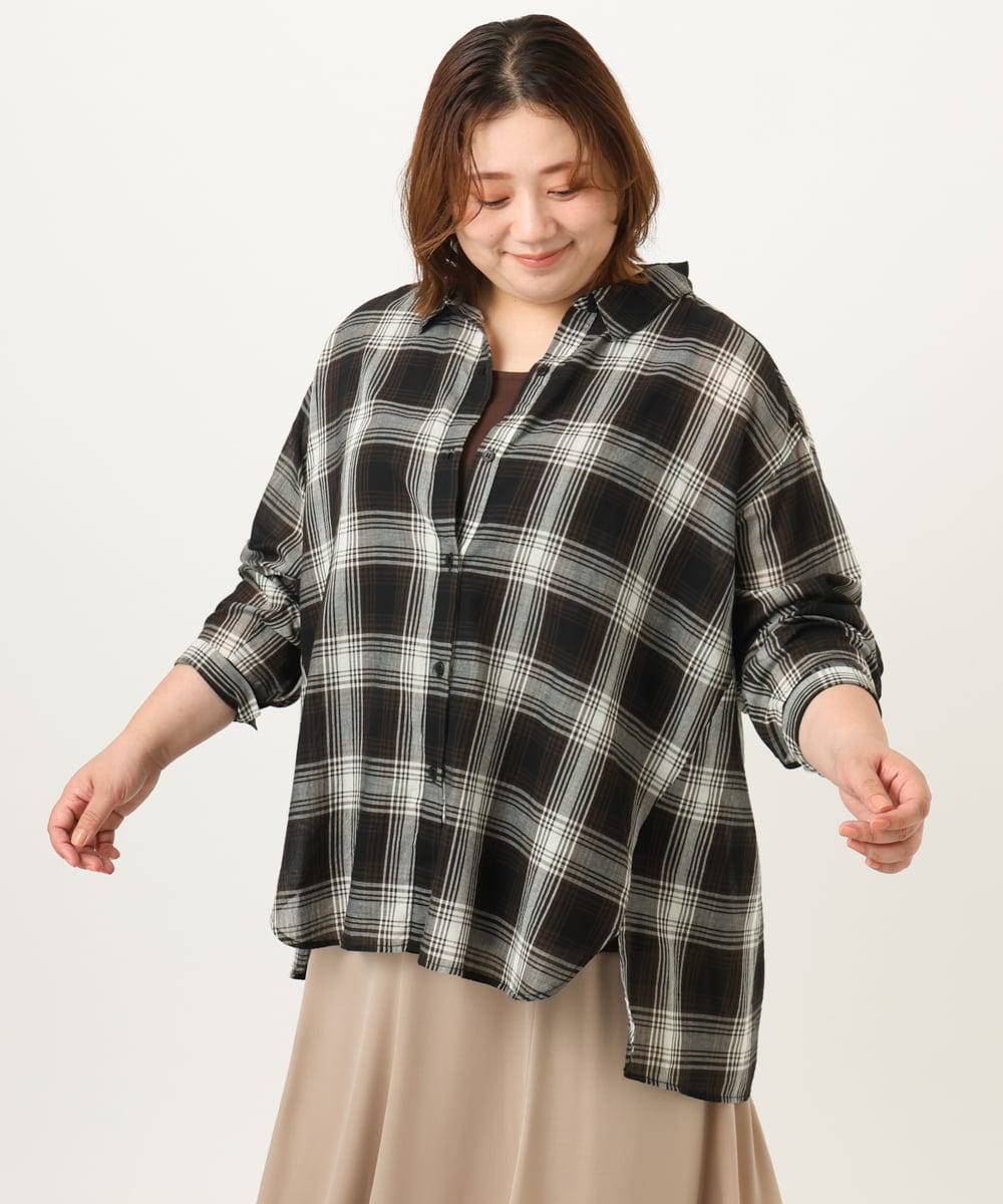 OLBJA01089 eur3(エウルキューブ) 【大きいサイズ】コットンシアーシャツ アイボリー(80)