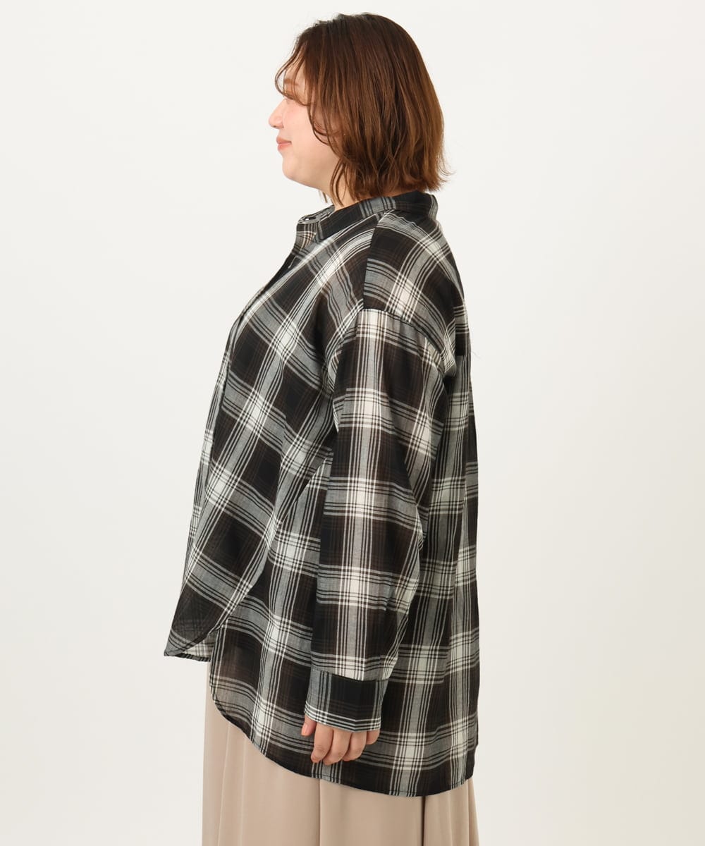 OLBJA01089 eur3(エウルキューブ) 【大きいサイズ】コットンシアーシャツ アイボリー(80)