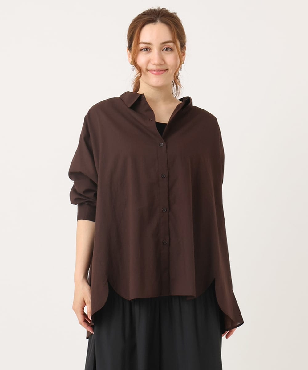 OLBJA01089 eur3(エウルキューブ) 【大きいサイズ】コットンシアーシャツ ダークブラウン(87)