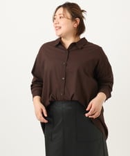 OLBJA01089 eur3(エウルキューブ) 【大きいサイズ】コットンシアーシャツ ダークブラウン(87)