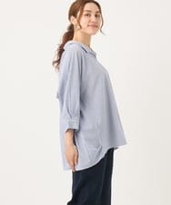 OLBJA02099 eur3(エウルキューブ) 【大きいサイズ】バックギャザーストライプシャツ ブルー(55)