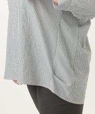 OLBJA02099 eur3(エウルキューブ) 【大きいサイズ】バックギャザーストライプシャツ ブラック(94)