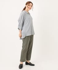 OLBJA02099 eur3(エウルキューブ) 【大きいサイズ】バックギャザーストライプシャツ ブラック(94)