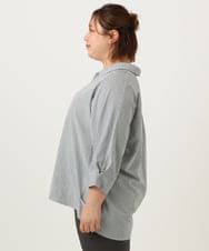 OLBJA02099 eur3(エウルキューブ) 【大きいサイズ】バックギャザーストライプシャツ ブラック(94)