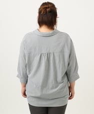 OLBJA02099 eur3(エウルキューブ) 【大きいサイズ】バックギャザーストライプシャツ ブラック(94)