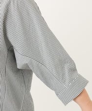 OLBJA02099 eur3(エウルキューブ) 【大きいサイズ】バックギャザーストライプシャツ ブラック(94)