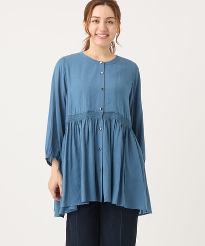 OLBJA03099 eur3 【大きいサイズ】シャーリングチュニック