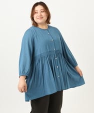 OLBJA03099 eur3(エウルキューブ) 【大きいサイズ】シャーリングチュニック ブルー(55)