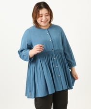 OLBJA03099 eur3(エウルキューブ) 【大きいサイズ】シャーリングチュニック ブルー(55)