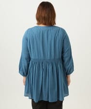 OLBJA03099 eur3(エウルキューブ) 【大きいサイズ】シャーリングチュニック ブルー(55)