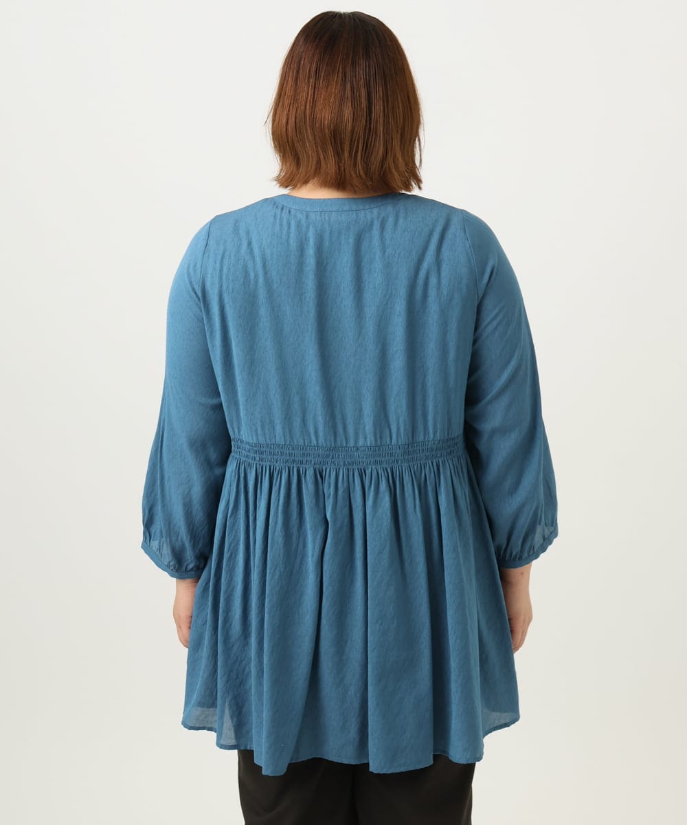OLBJA03099 eur3(エウルキューブ) 【大きいサイズ】シャーリングチュニック ブルー(55)