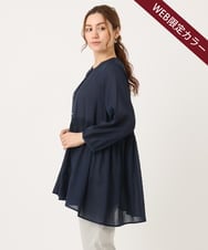 OLBJA03099 eur3(エウルキューブ) 【大きいサイズ】シャーリングチュニック ネイビー(57)（WEB限定カラー）