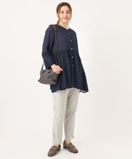OLBJA03099 eur3(エウルキューブ) 【大きいサイズ】シャーリングチュニック ネイビー(57)（WEB限定カラー）