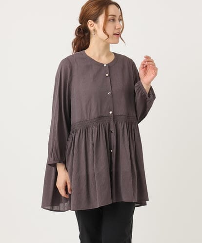 OLBJA03099 eur3 【大きいサイズ】シャーリングチュニック