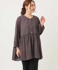 OLBJA03099 eur3(エウルキューブ) 【大きいサイズ】シャーリングチュニック ダークブラウン(87)