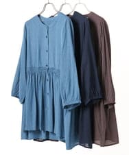 OLBJA03099 eur3(エウルキューブ) 【大きいサイズ】シャーリングチュニック ダークブラウン(87)