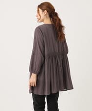 OLBJA03099 eur3(エウルキューブ) 【大きいサイズ】シャーリングチュニック ダークブラウン(87)