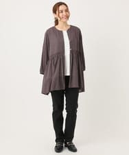 OLBJA03099 eur3(エウルキューブ) 【大きいサイズ】シャーリングチュニック ダークブラウン(87)