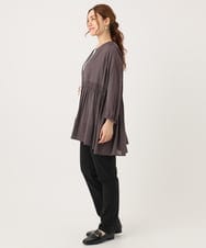 OLBJA03099 eur3(エウルキューブ) 【大きいサイズ】シャーリングチュニック ダークブラウン(87)